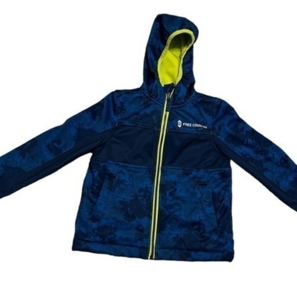 Blue Sz 4 boys Hooded zip up Outdoor Winter Jacket coat green fleece lined